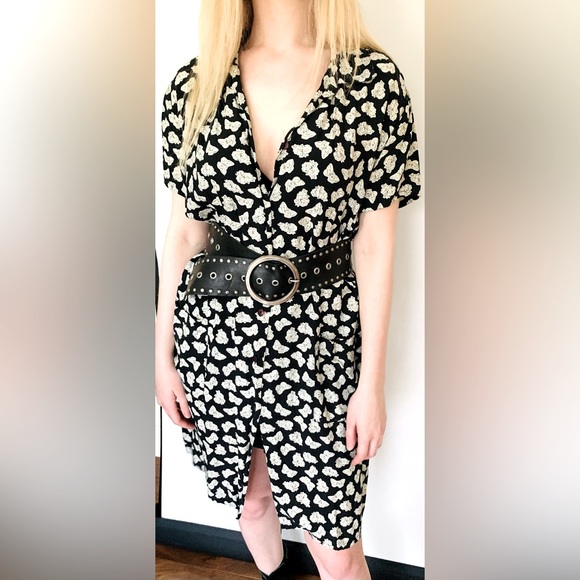 Black & white fine cotton dress button-up short sleeves EUR 40 US size 8 - 10 - Picture 3 of 16